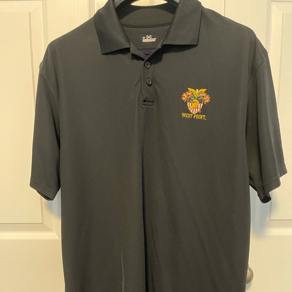 Under Armour Black Polo with West Point Crest Embroidery
